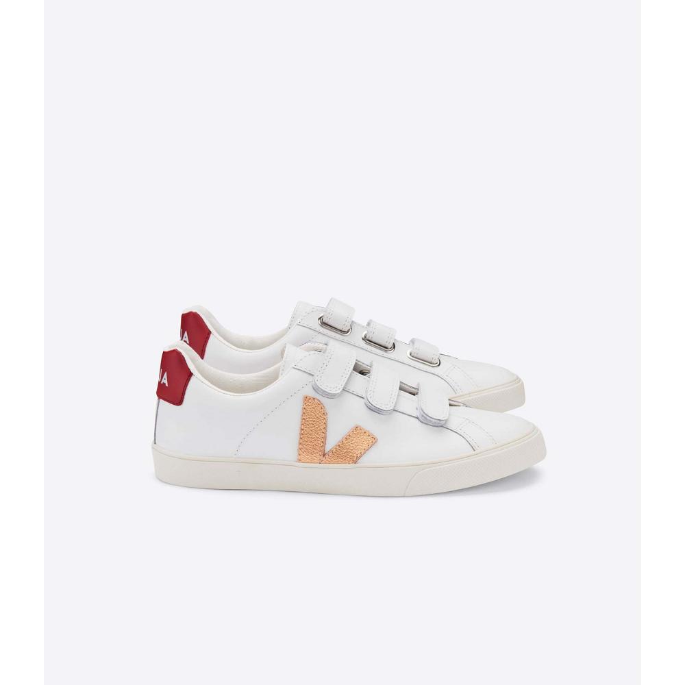 Veja 3-LOCK LEATHER Tornacipő Női White/Red | HU 607RVD